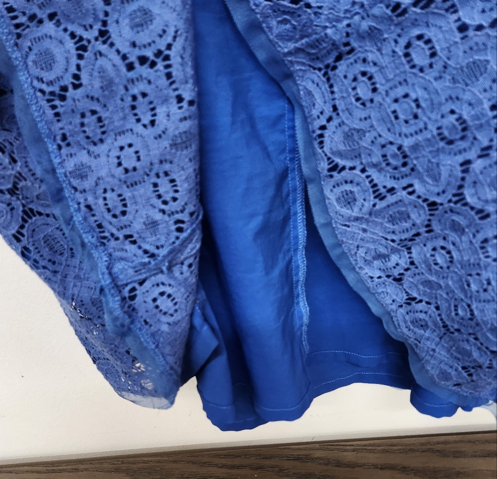 The Limited Lace Fit & Flare Spaghetti Strap Dress Womens 6 Blue Wedding Party - Picture 6 of 9